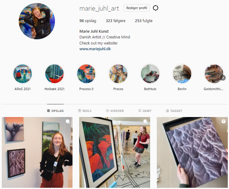 Skærmudklip af Marie Juhls instagram side.